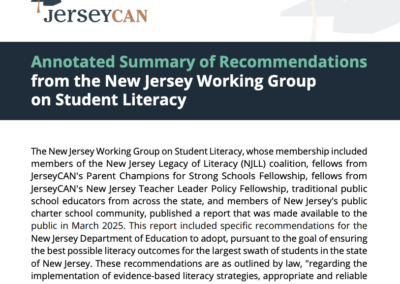 Annotated Summary of Recommendations from the New Jersey Working Group on Student Literacy